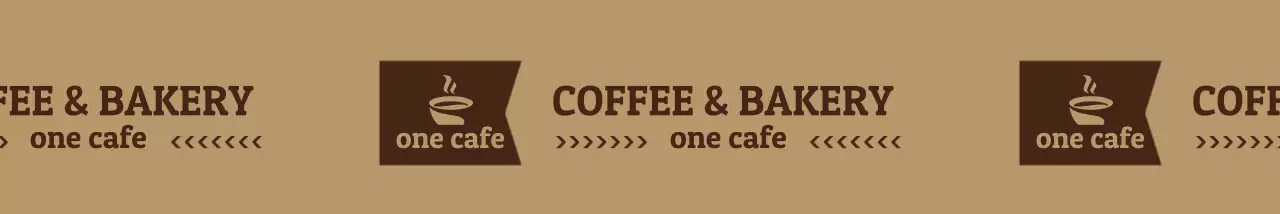 Pola logo kafe bergaya sederhana dengan warna coklat muda dan coklat