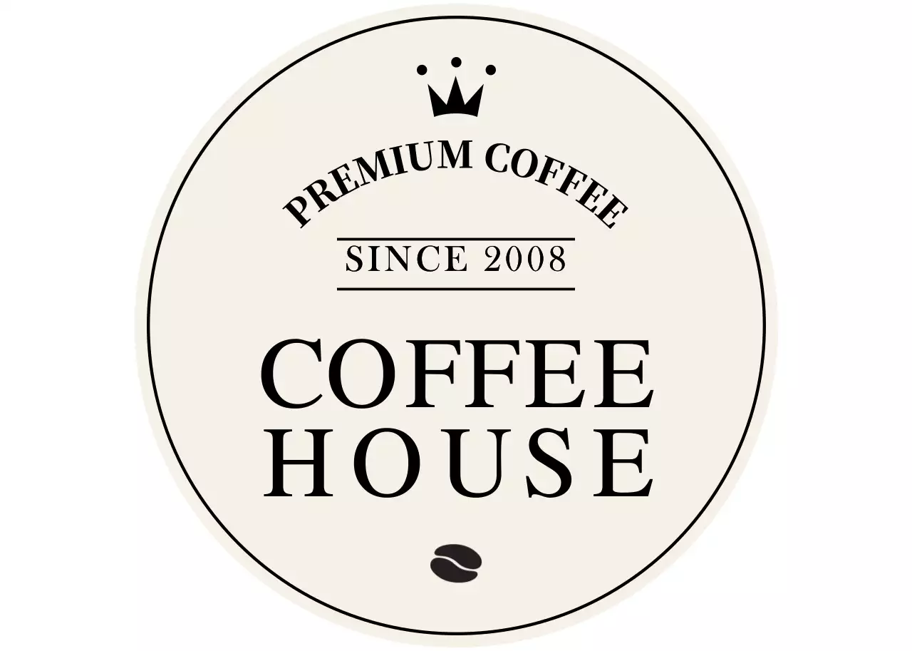 Logo kafe lambang sederhana berwarna coklat muda dan hitam