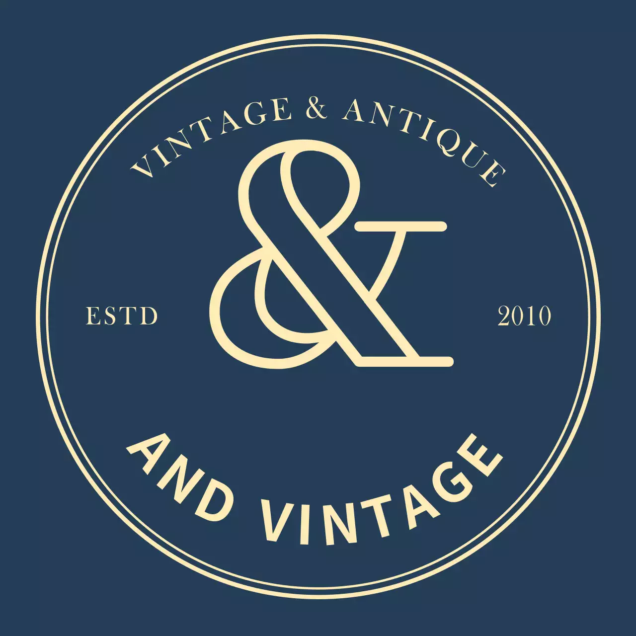 Simple vintage shop logo sign in navy