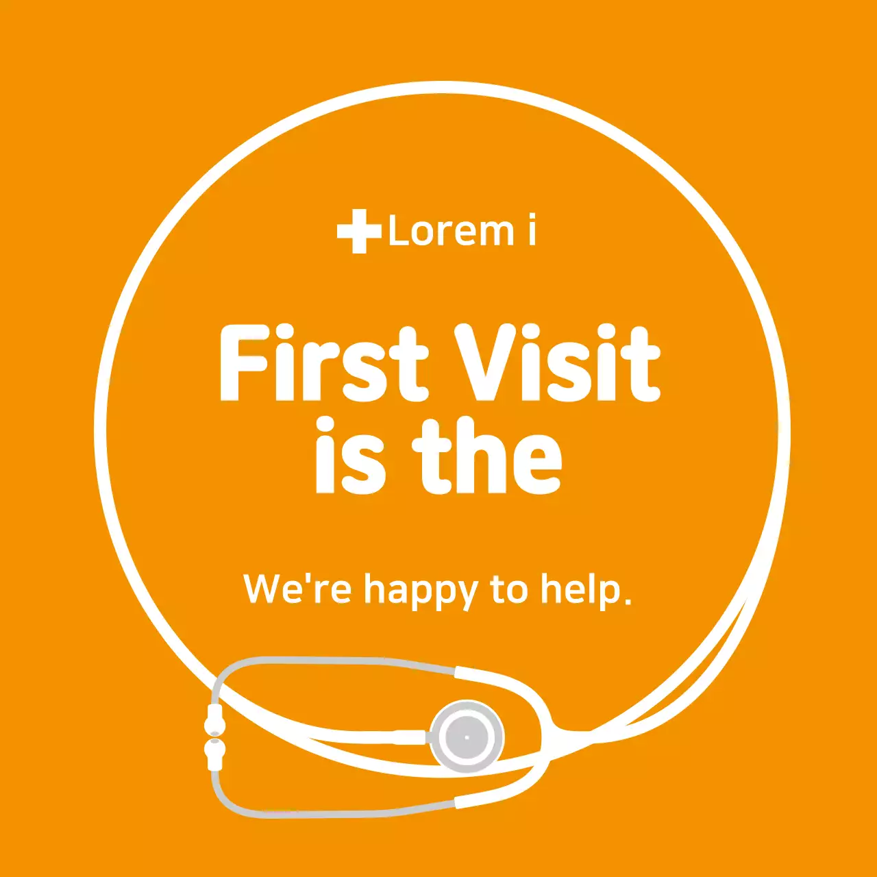 Nhãn bệnh viện đa khoa minh họa đơn giản màu cam