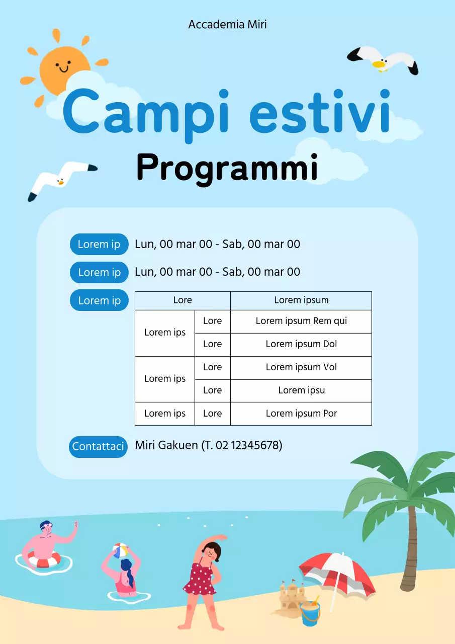 Una guida al campo estivo della scuola con sfondo marino