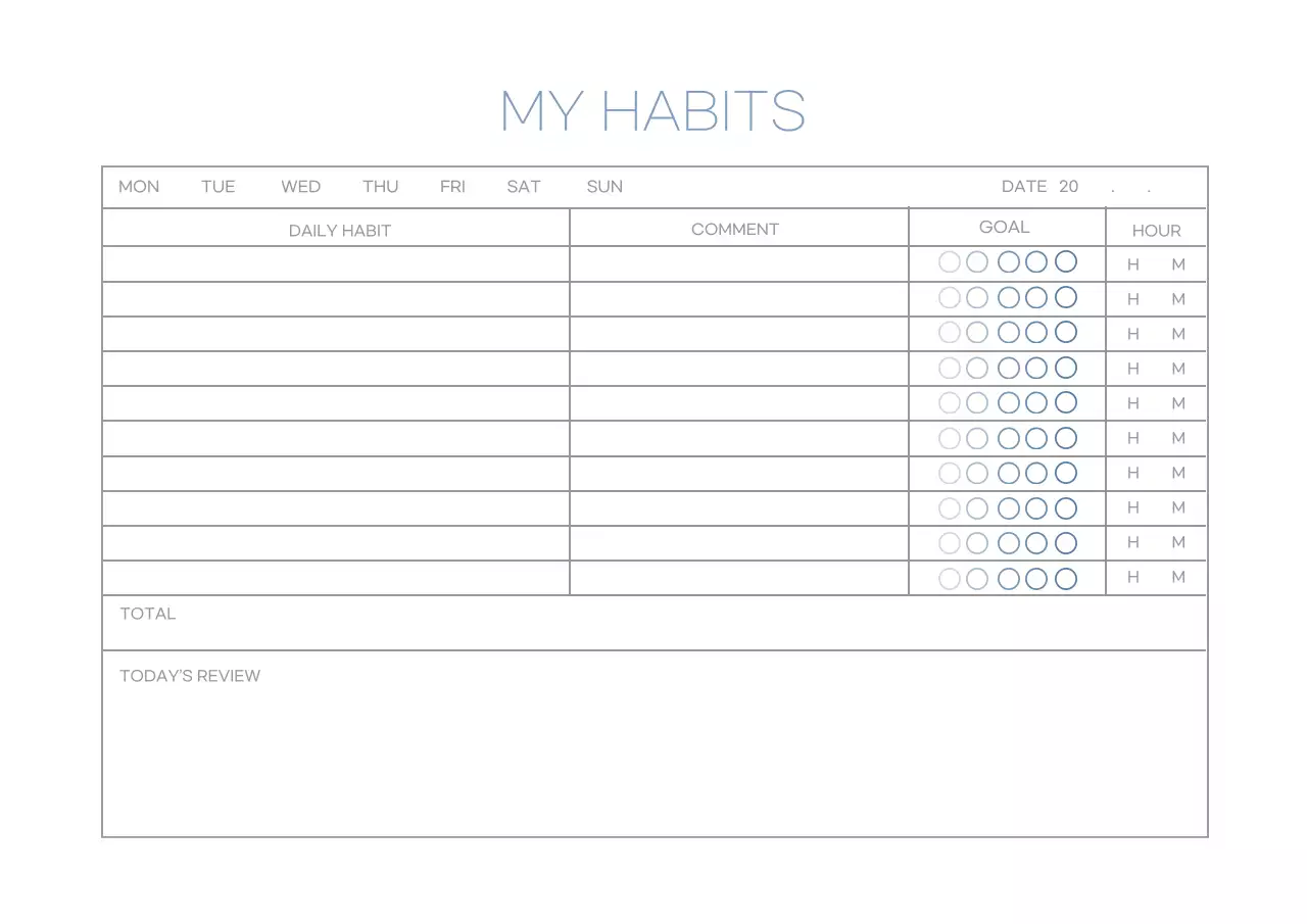 Blue Minimal Habit Planner Poster