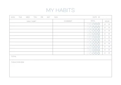 Blue Minimal Habit Planner Poster
