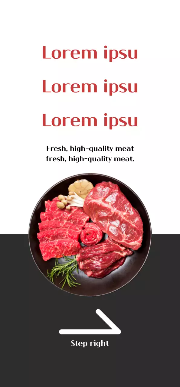 Promote a butcher shop with a clean white and gray look