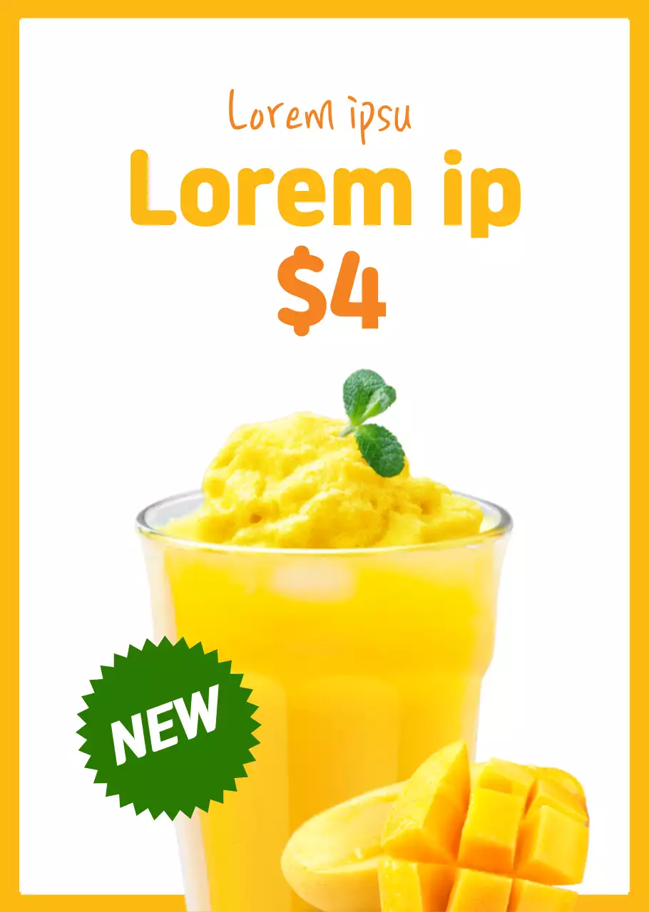 Mango smoothie with a simple layout in yellow