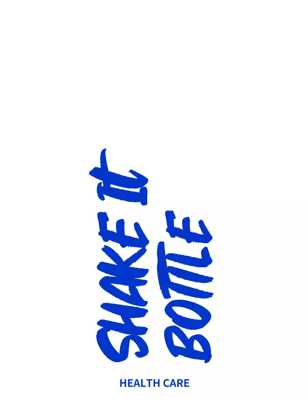 Conceito para uma garrafa azul dedicada aos batidos de saúde