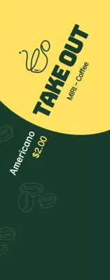 Promosi kopi hijau dan kuning untuk dibawa pulang yang sederhana