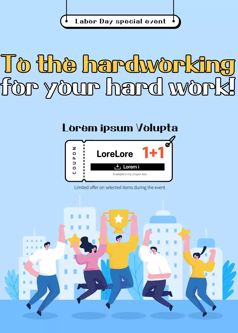 Blue Modern Labor Day Promotion Poster