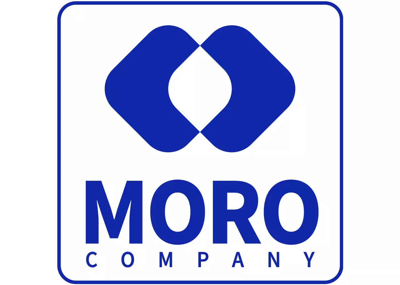 Logo công ty đơn giản với màu trắng và xanh nước biển