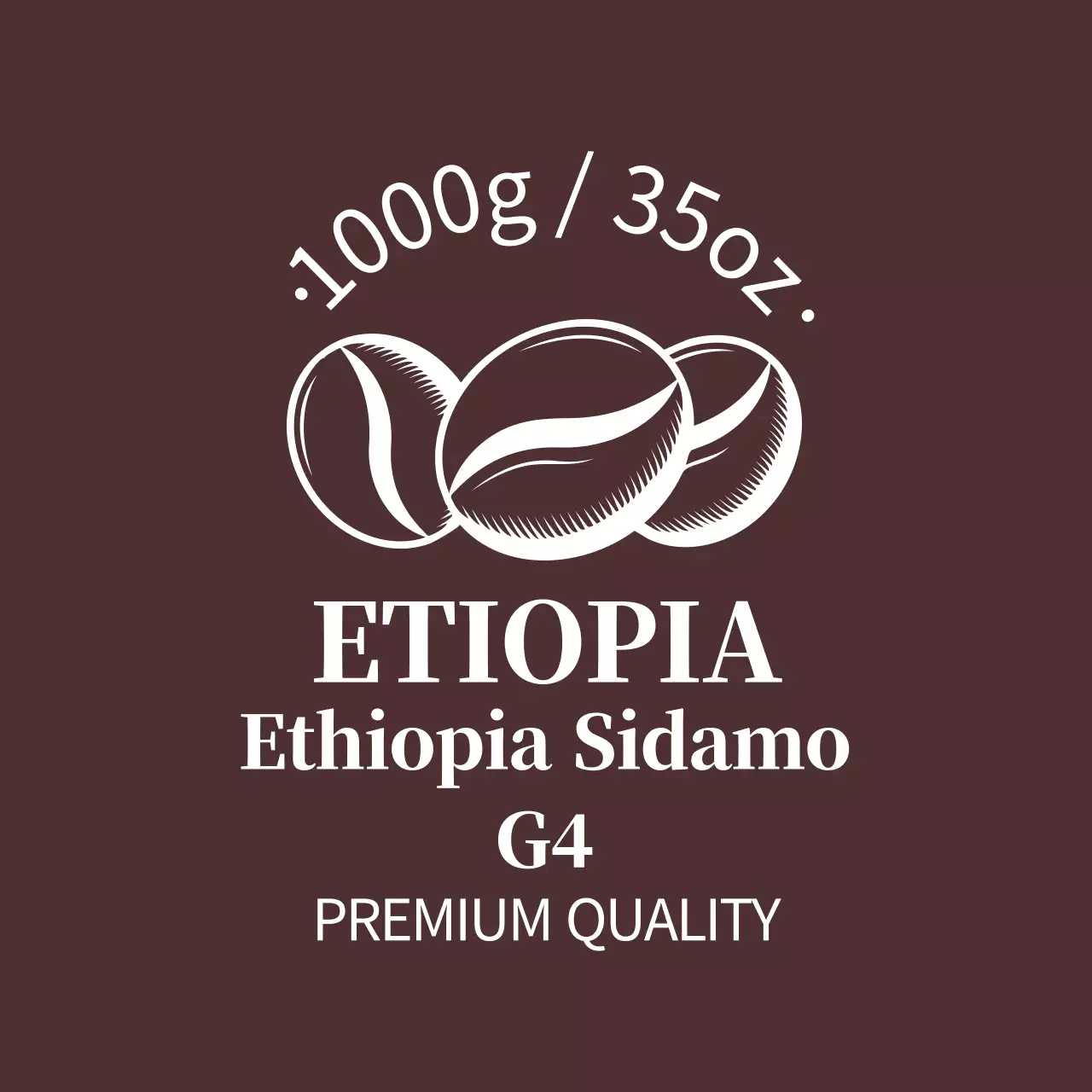 Label biji kopi yang rapi dengan ilustrasi berwarna cokelat