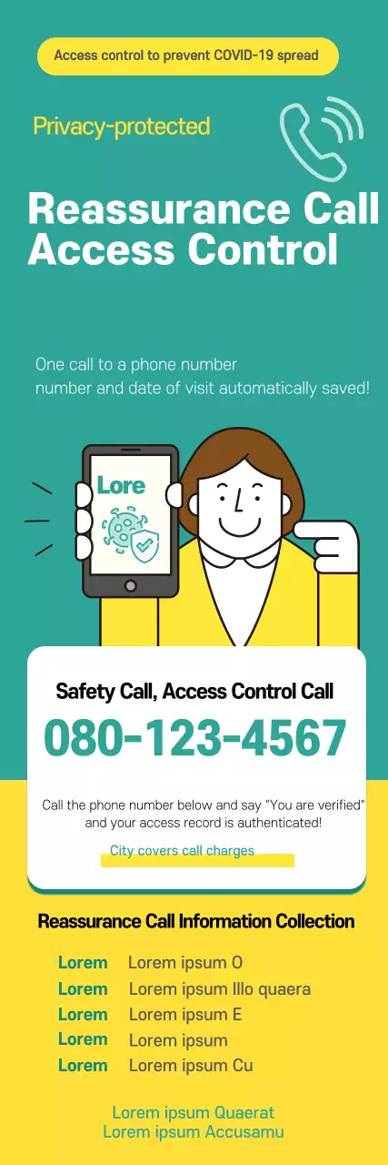 Banner promocional de controle de acesso simples azul-petróleo