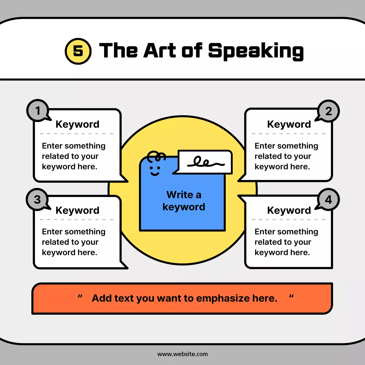 Cute character shapes in orange and blue concept cardsNews Kit