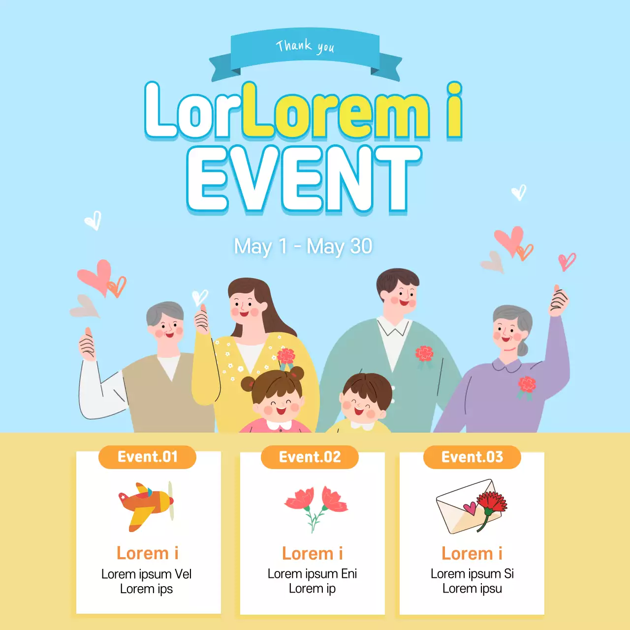 Blue Retro Family Event Announcement Banner