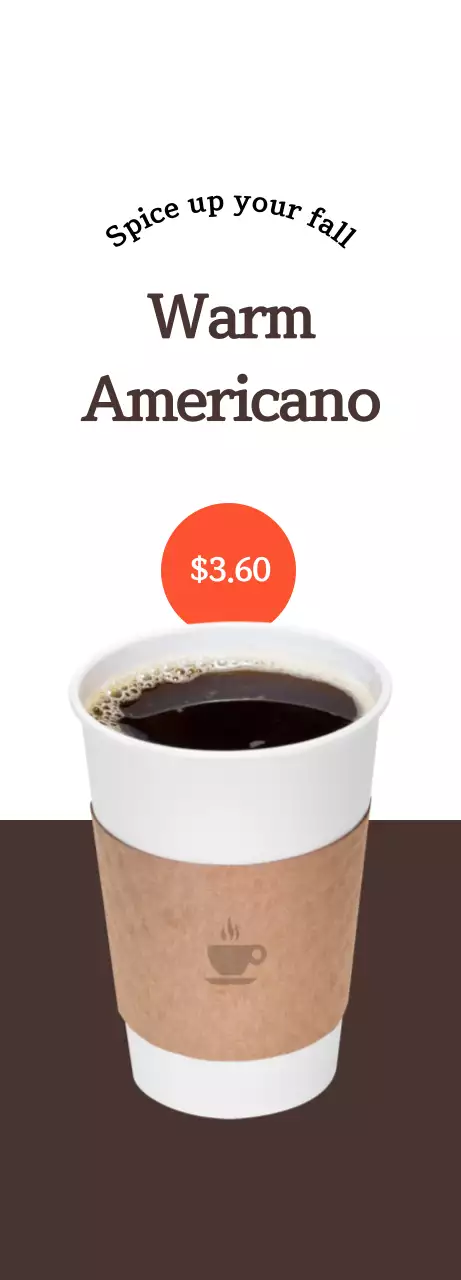 Mempromosikan kopi kafe dengan warna putih dan coklat yang kontras