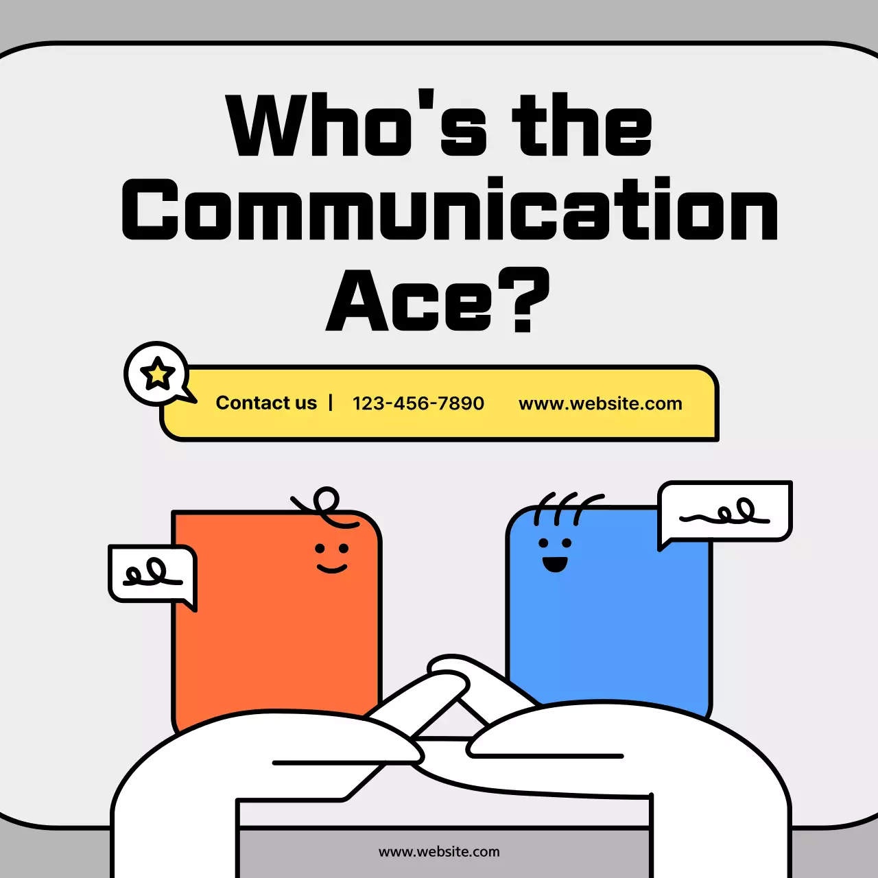 Cute character shapes in orange and blue concept cardsNews Kit