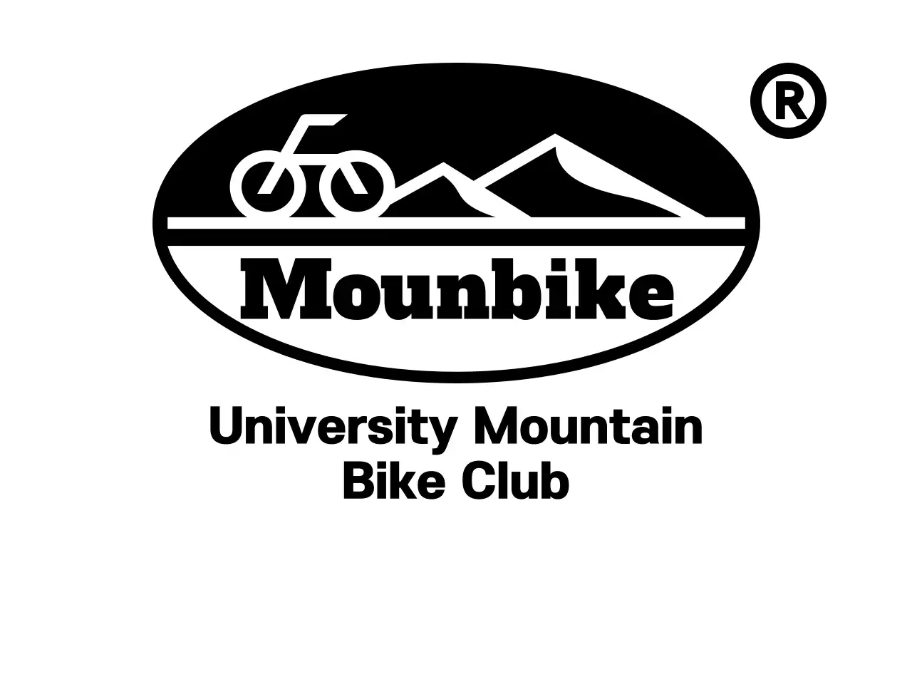 Mountain bike club concept with simple black mountains and bikes illustration