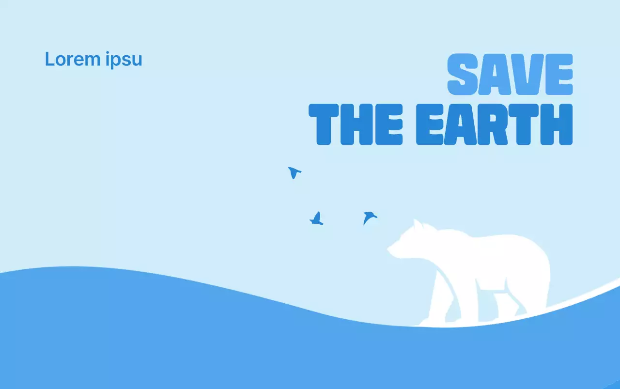 A clean concept for an environmental organization with a polar bear illustration in light blue and blue.