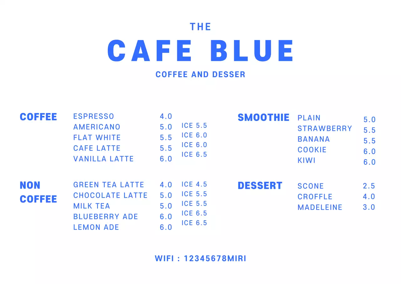Dudukan akrilik papan menu kafe sederhana berwarna biru untuk kafe