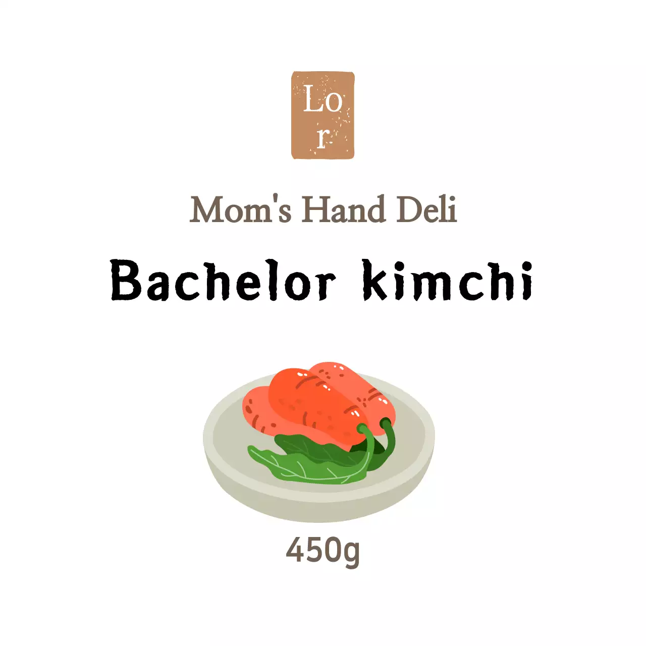 Stiker kimchi bujangan sederhana berwarna putih untuk lauk pauk