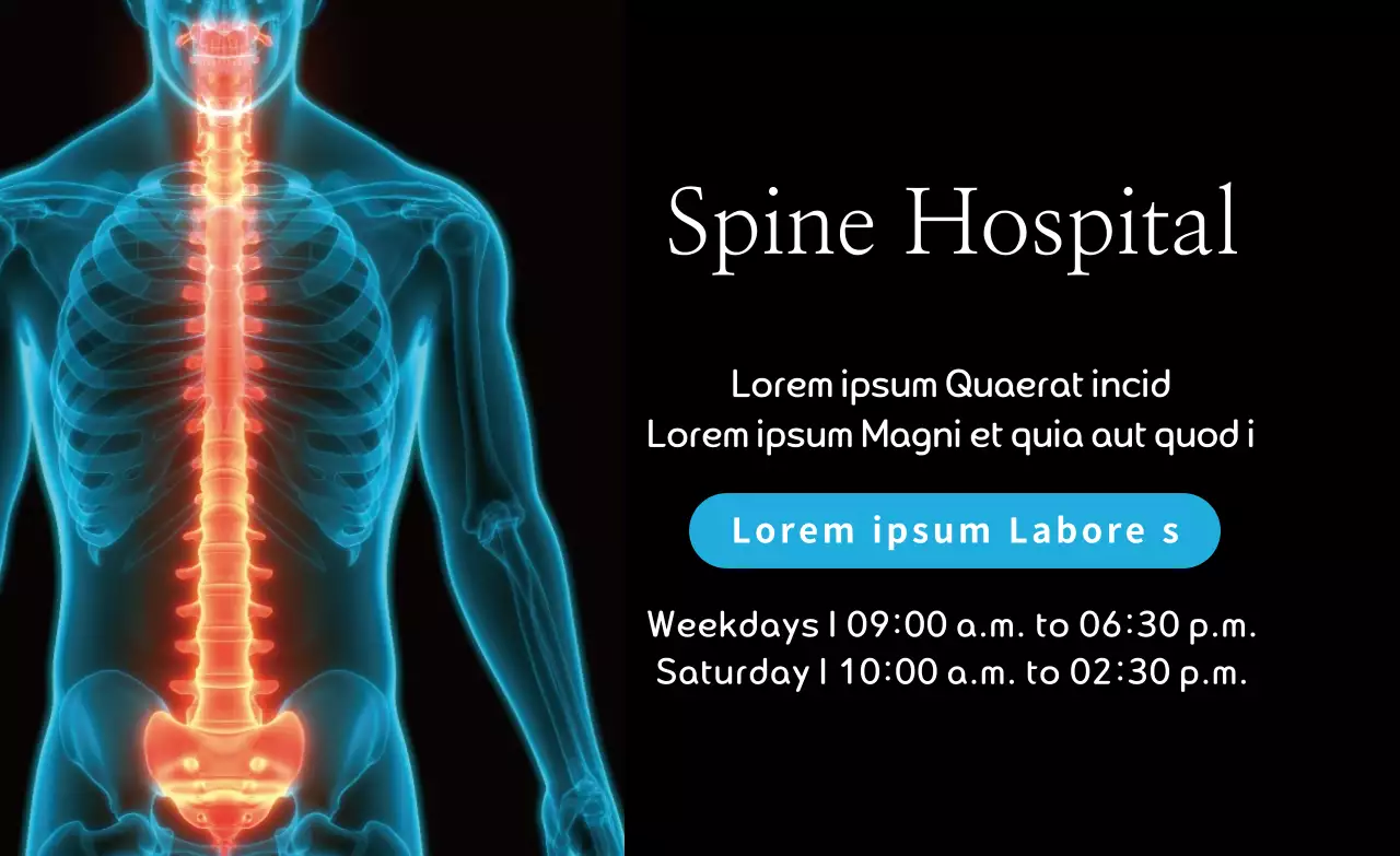 Black and blue 3D illustration spine hospital promotion