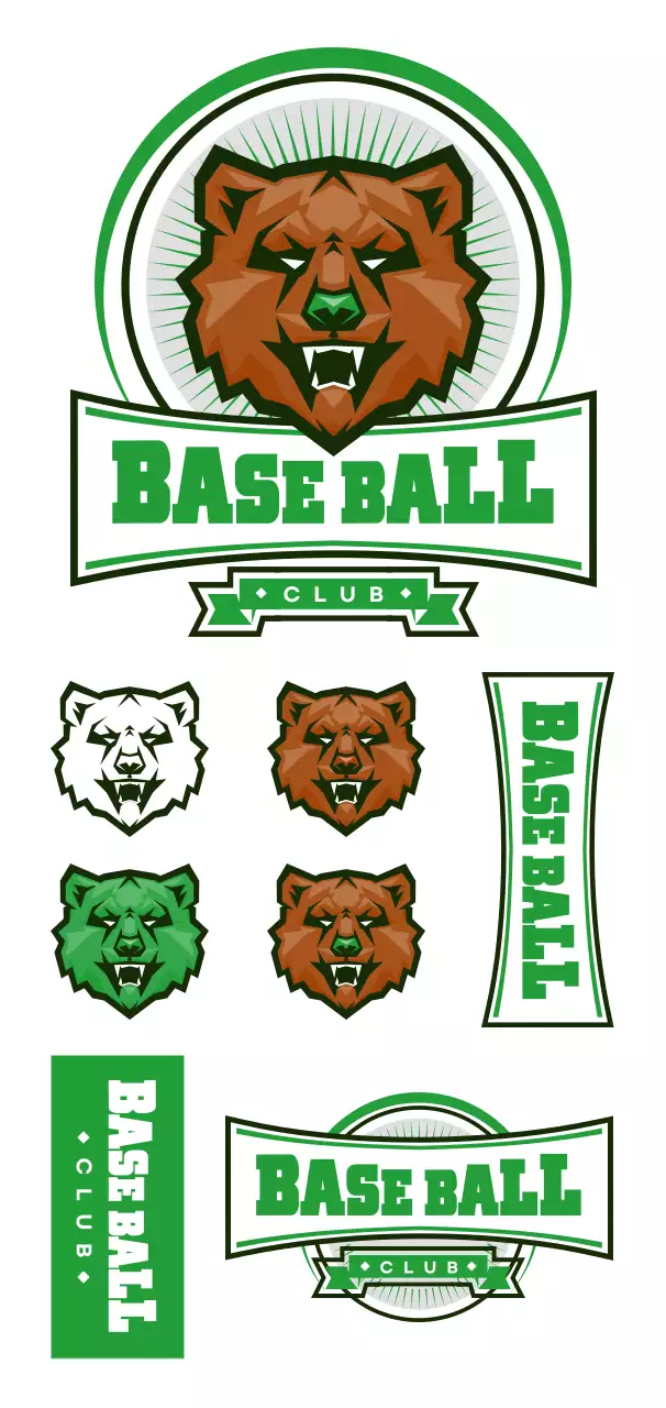 Simple green and black baseball team sports logo type concept