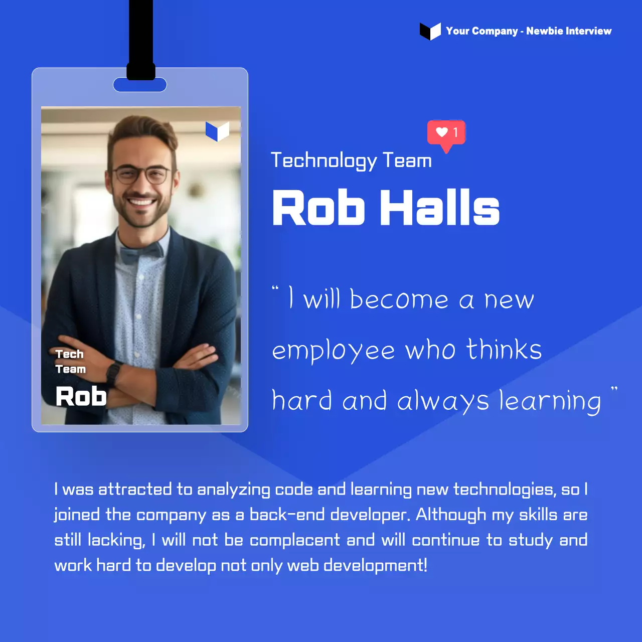 Blue Professional Employee Announcement Instagram Carousel