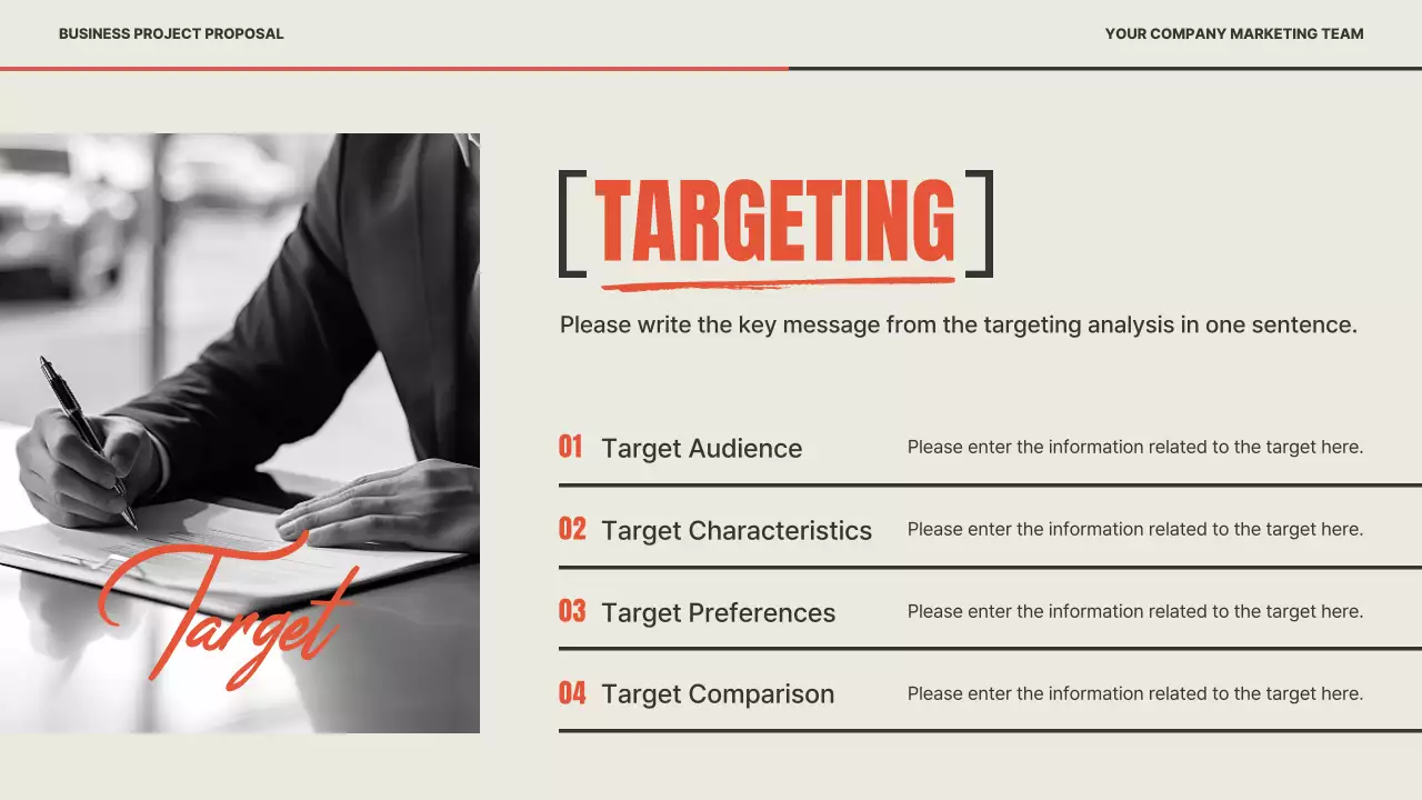 빨강과 베이지색의 레트로한 마케팅 기획서