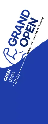 Promover o Fitness Open com um visual azul e branco fresco