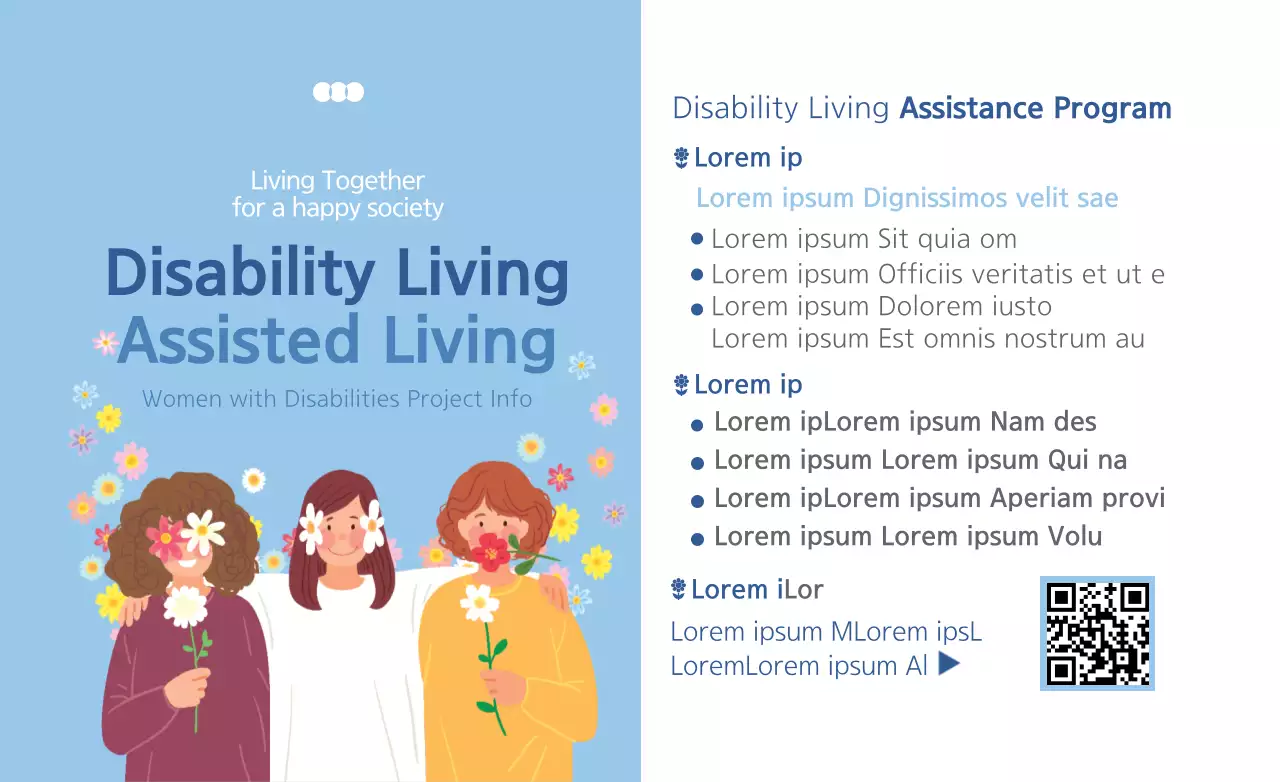 Concebeu um hot pack para um gabinete governamental que promovia o negócio da deficiência com flores coloridas e ilustrações humanas.