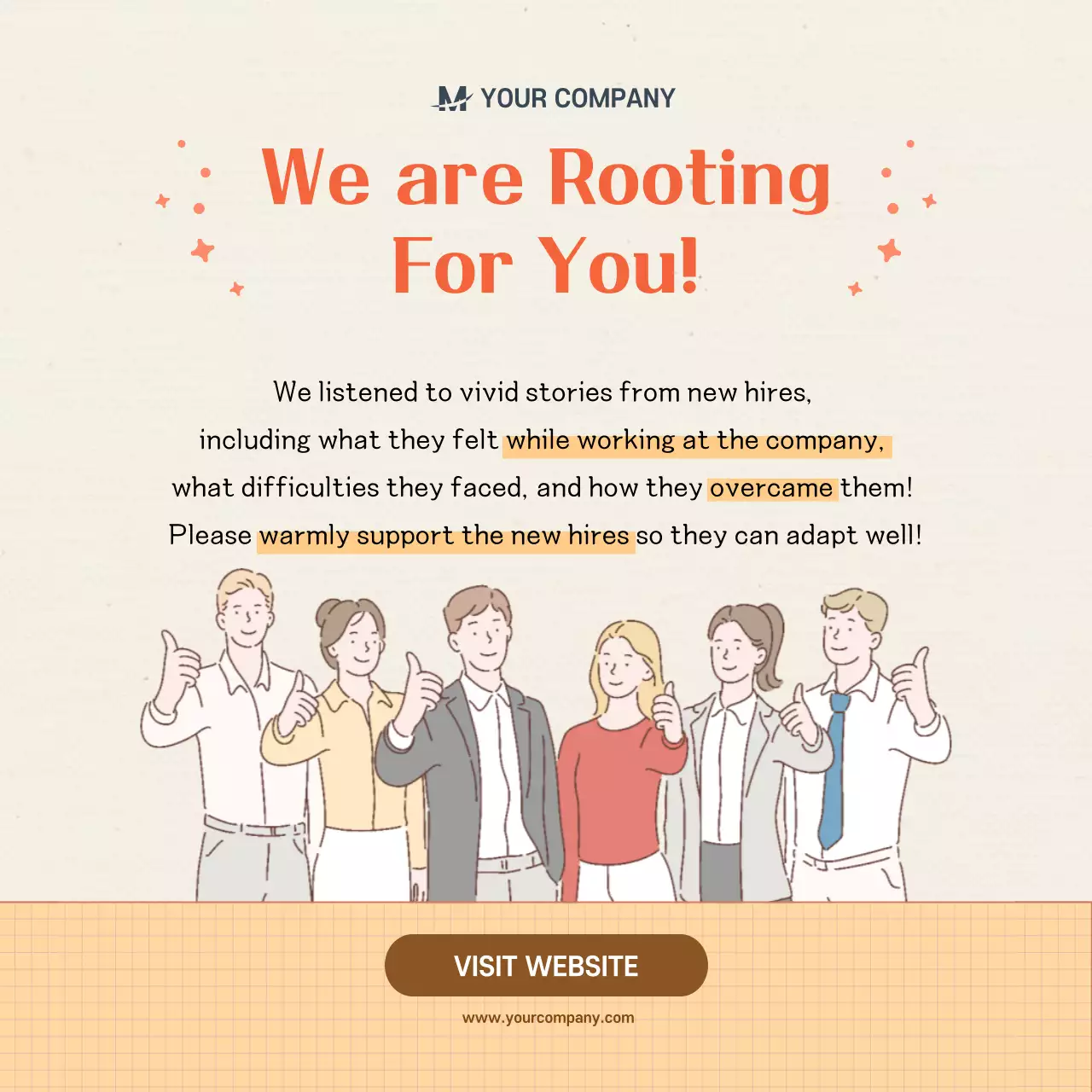 Beige New Employee Card News