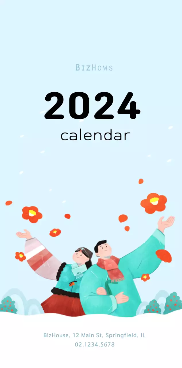 New Year's calendar with a warm, illustrated feel