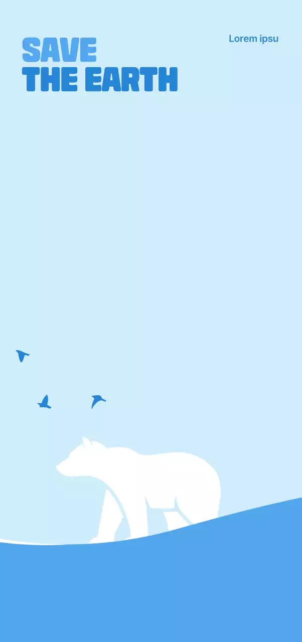 A clean concept for an environmental organization with a polar bear illustration in light blue and blue.