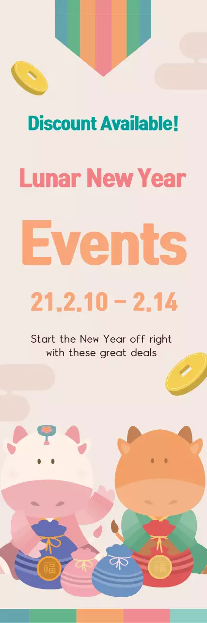 Five-color illustration cute traditional New Year's event