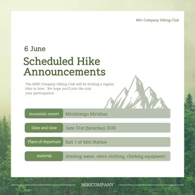 Green Minimal Hike Announcement Social Media Post