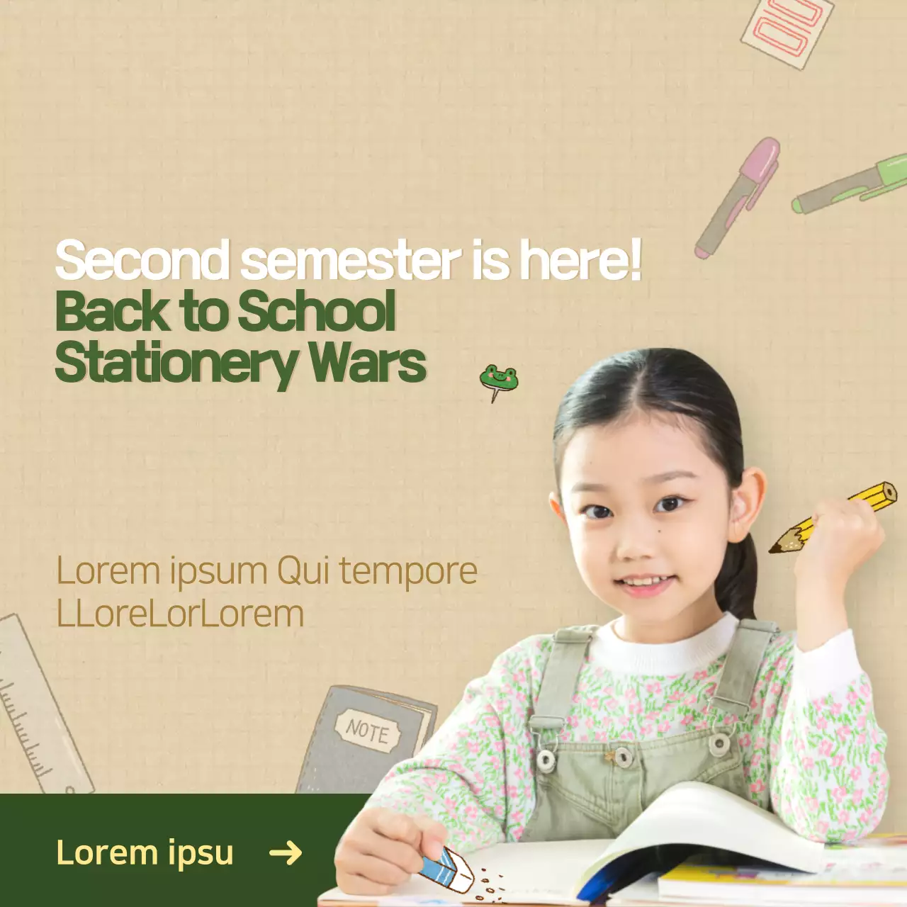 Beige Simple School Promotion Banner