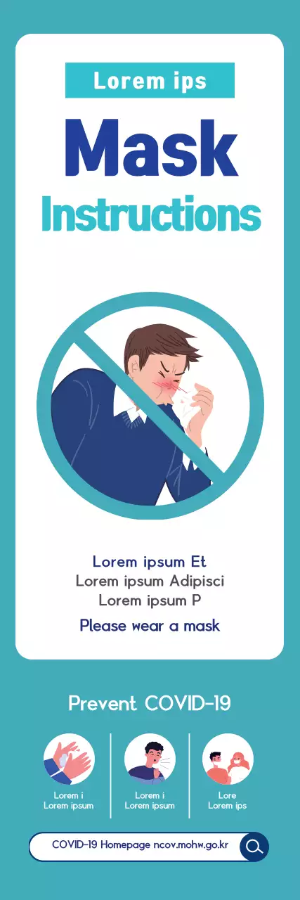 Blue illustrated mask wearing instructions