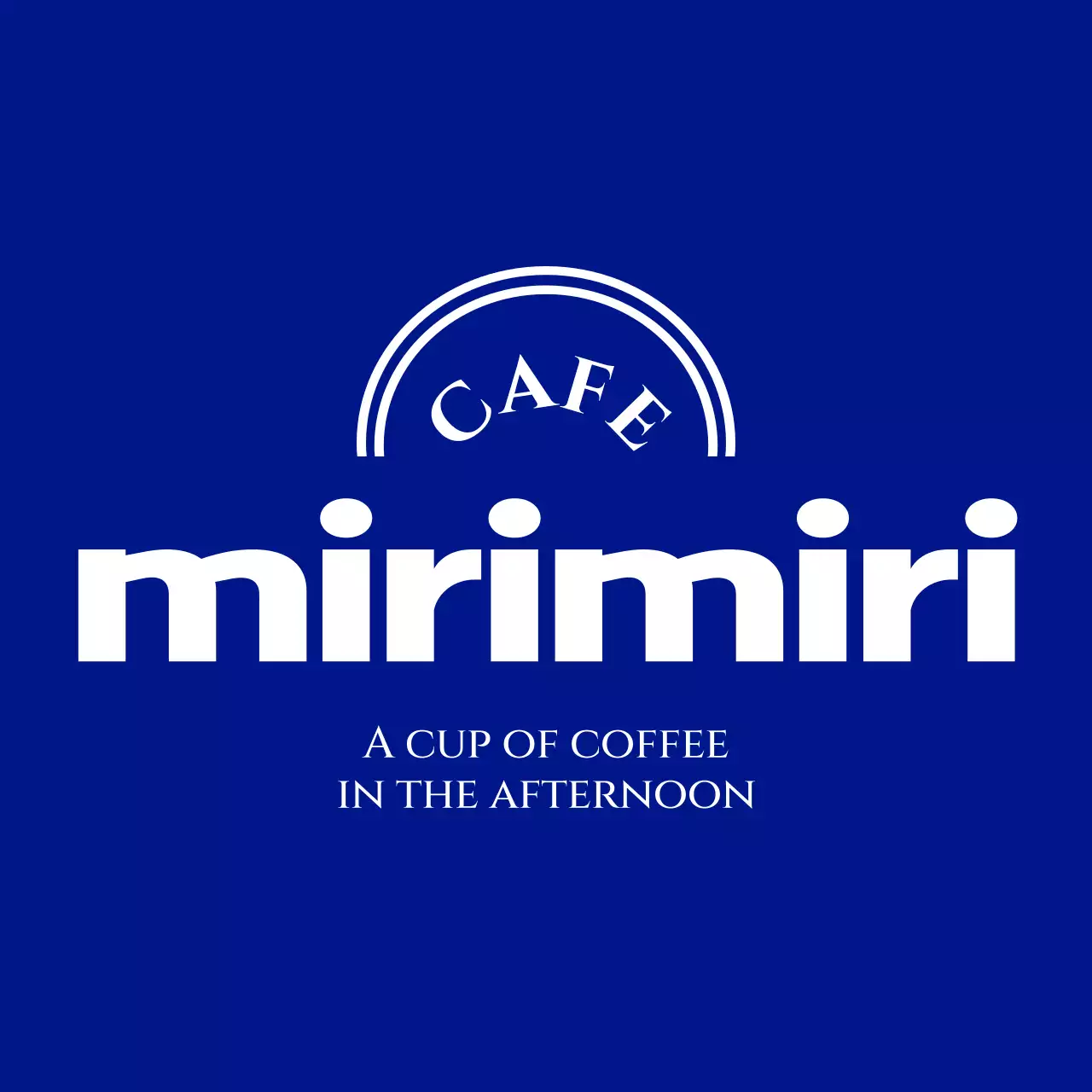 Logoized apron design with a cafe name logo decorated with arched lines