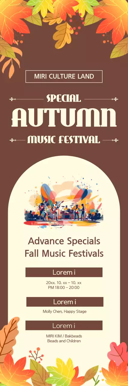 Promote a fall music festival event with a brown background