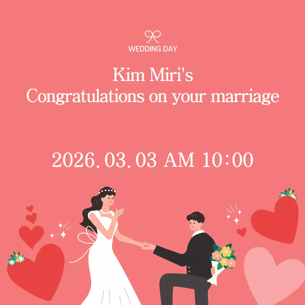 Biểu ngữ thiệp mời đám cưới thanh lịch màu san hô