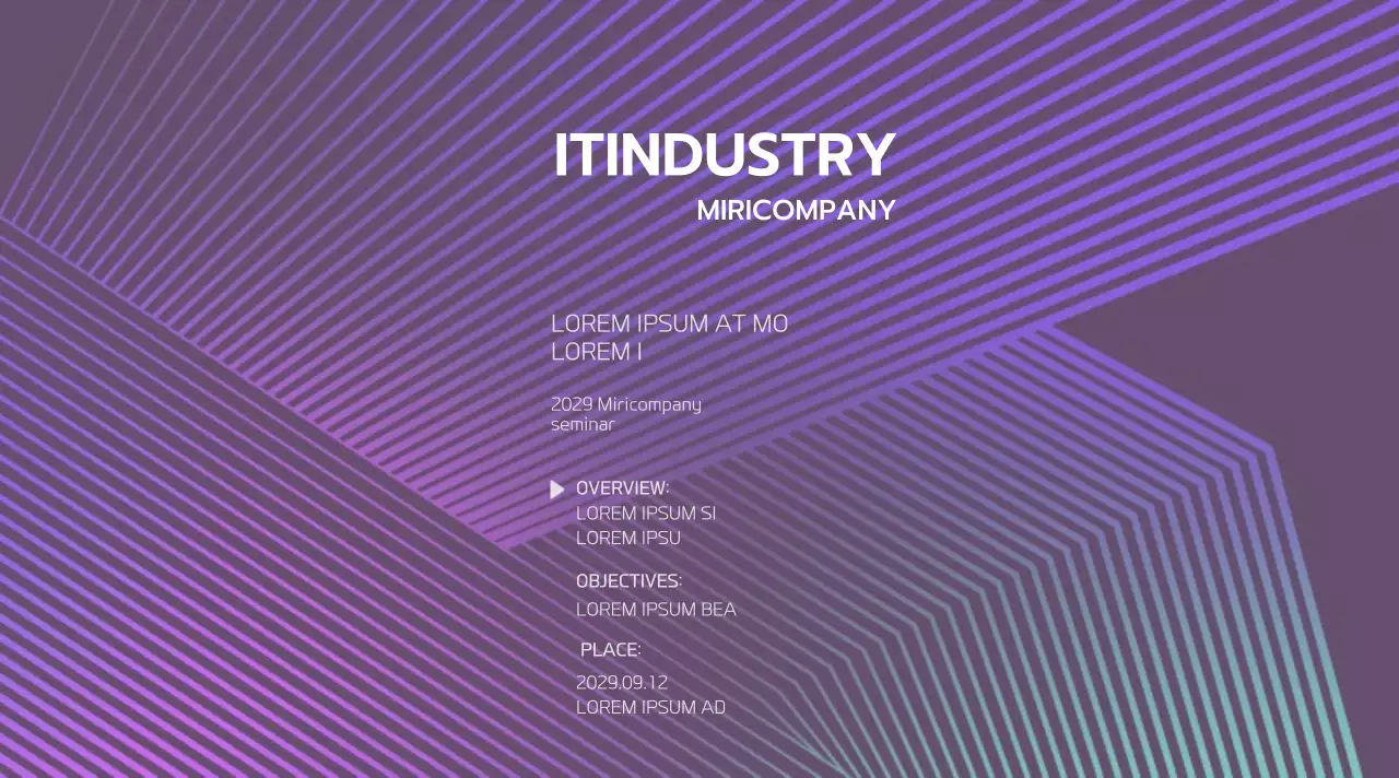 Hội thảo kinh doanh với gradient đồ họa màu tím và đen