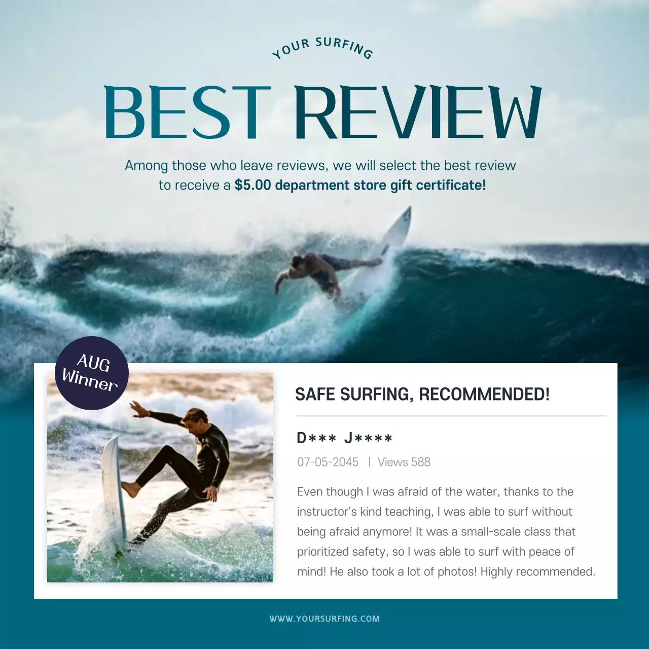 Blue Modern Surfing Promotion Instagram Post