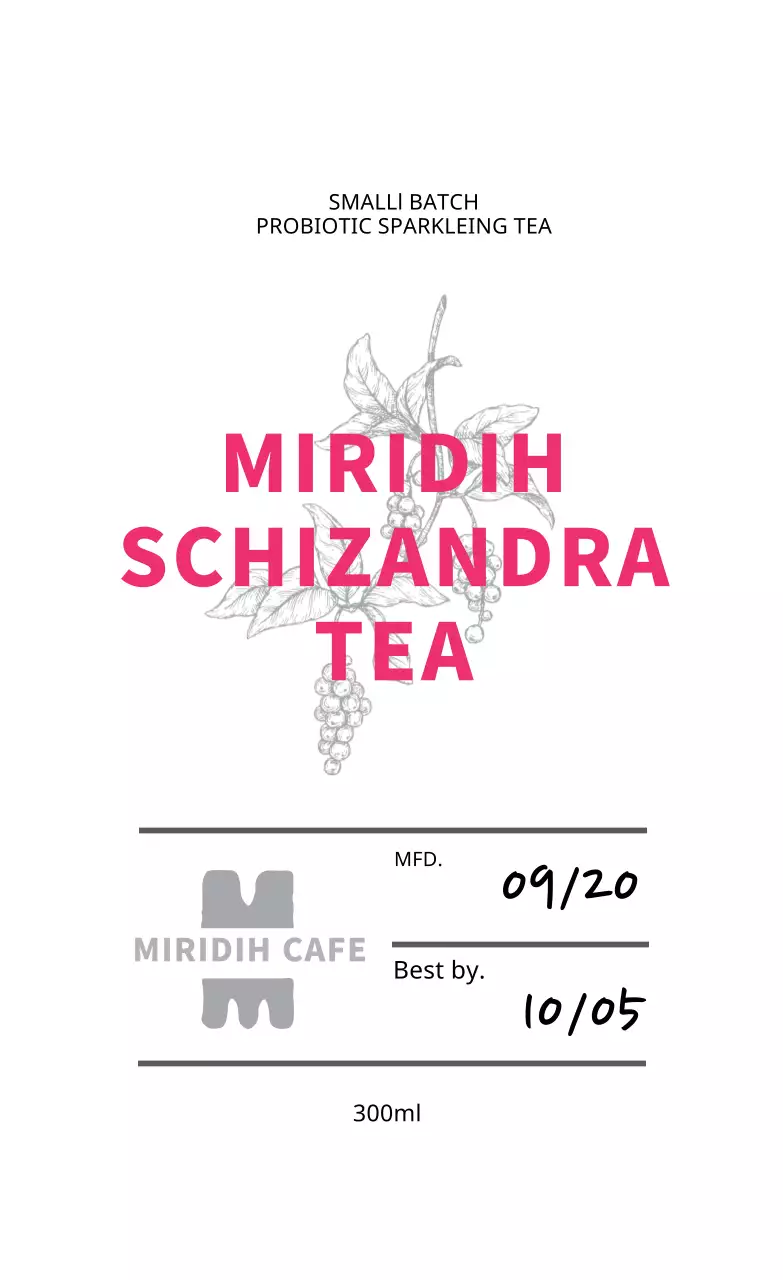 Màu hồng minh họa nhãn trà cafe gọn gàng 