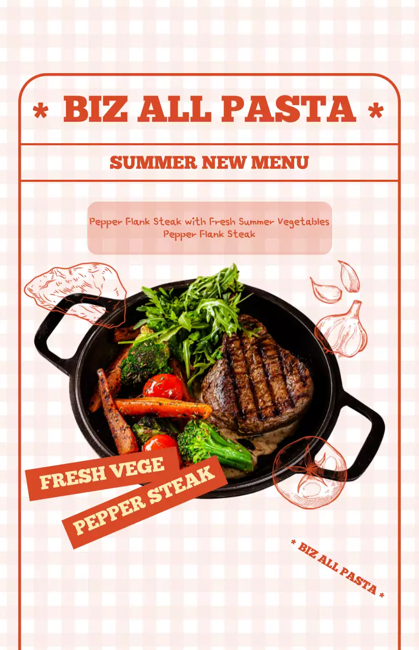 Form menu promotional flag with cute red checkered background