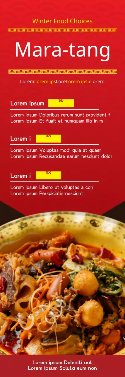 Banner vermelho de promoção de comida tradicional