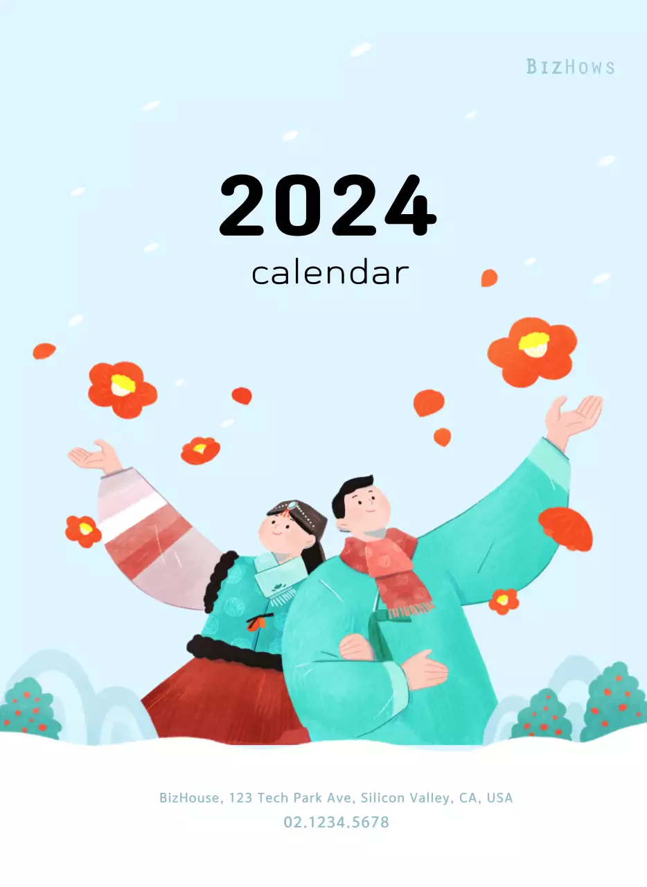 Kalender Tahun Baru dengan nuansa ilustrasi yang hangat