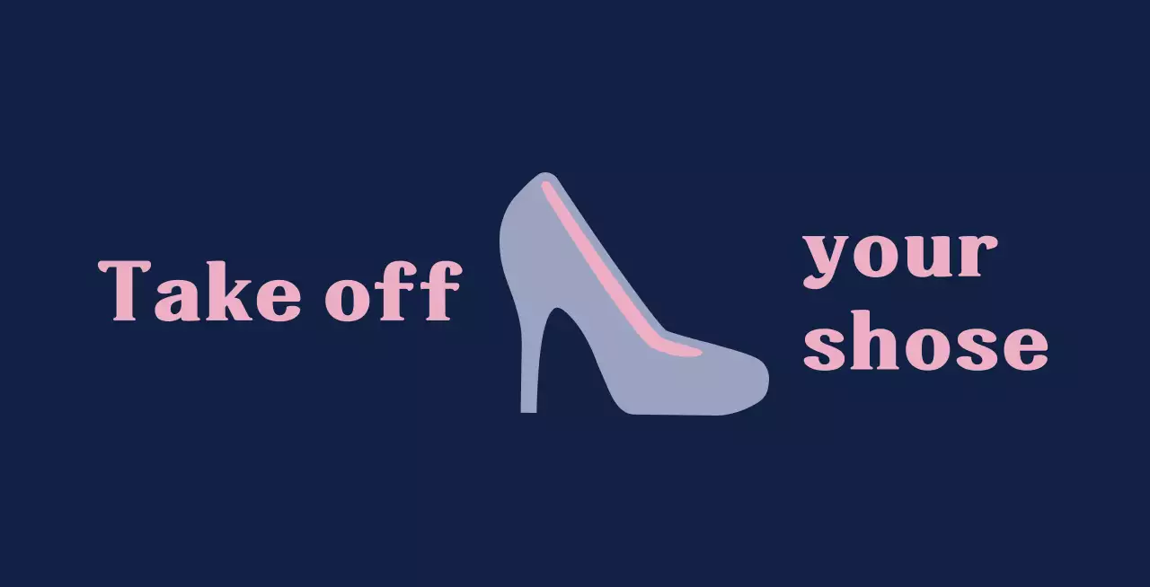 A balsa with a navy blue background that asks you to remove your shoes