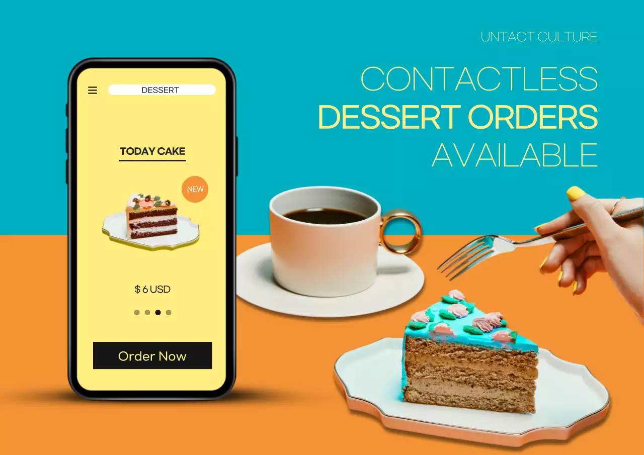 Orange Modern Dessert Promotion Poster