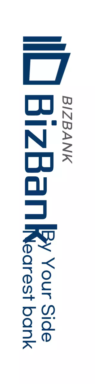 Untuk promosi bank dengan logo dan teks sederhana berwarna biru tua.