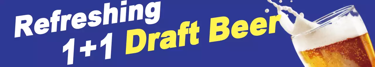 Banner promocional de cerveja azul da moda