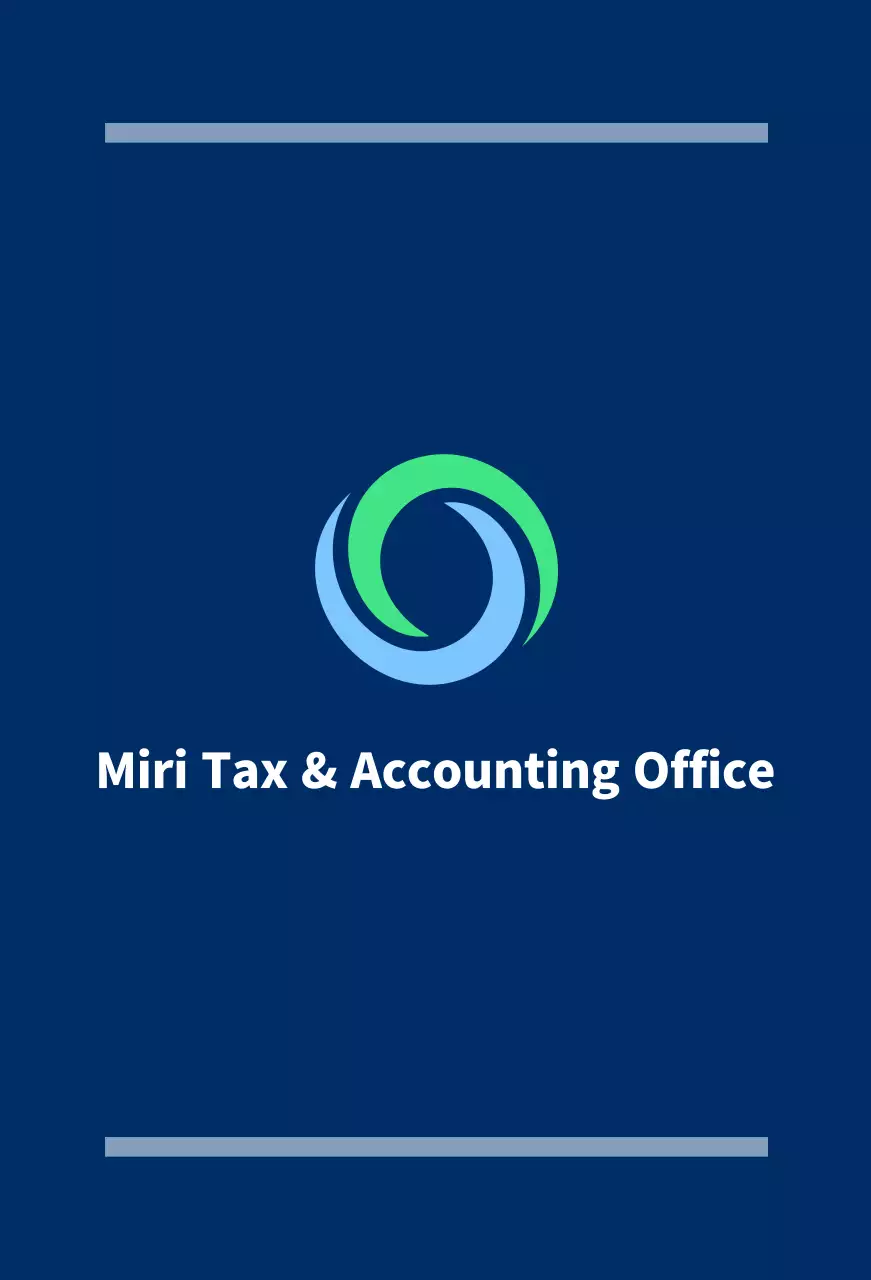 Balsa kantor publik berwarna biru tua dengan logo dan nama kantor pajak dan akuntansi